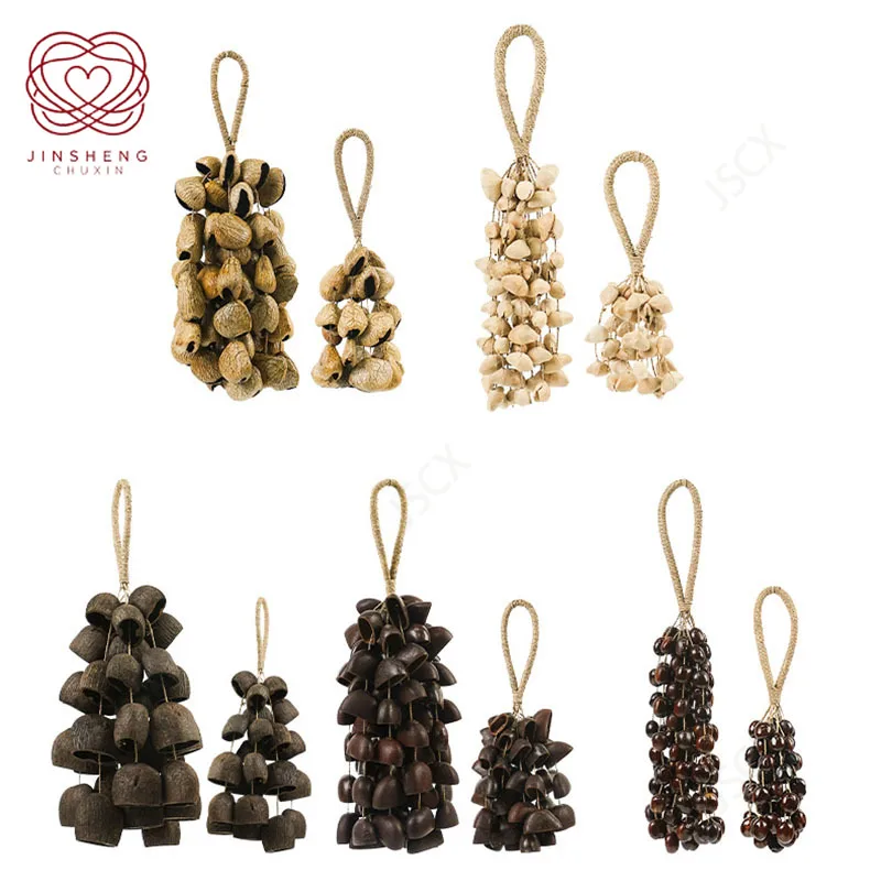 Sino de Vento de Casca de Fruta com Manivela Manual, Pala/Chacha/Juju/Pangi/Salin, Sinos de Vento Decorativos para Casa