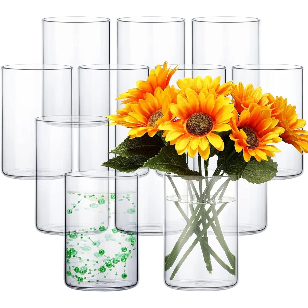 

Sieral 12 Pack Glass Cylinder Vases Clear Flower Vase Tall Floating Candle Holders Centerpiece for Table Home Wedding