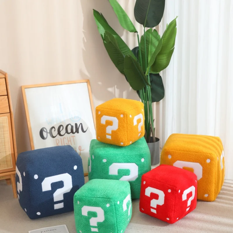 Funny Plush Question Mark Box Toy For Kids Soft Sleep Pillow Adventure Game Theme Decoration Boy's Prop Collection