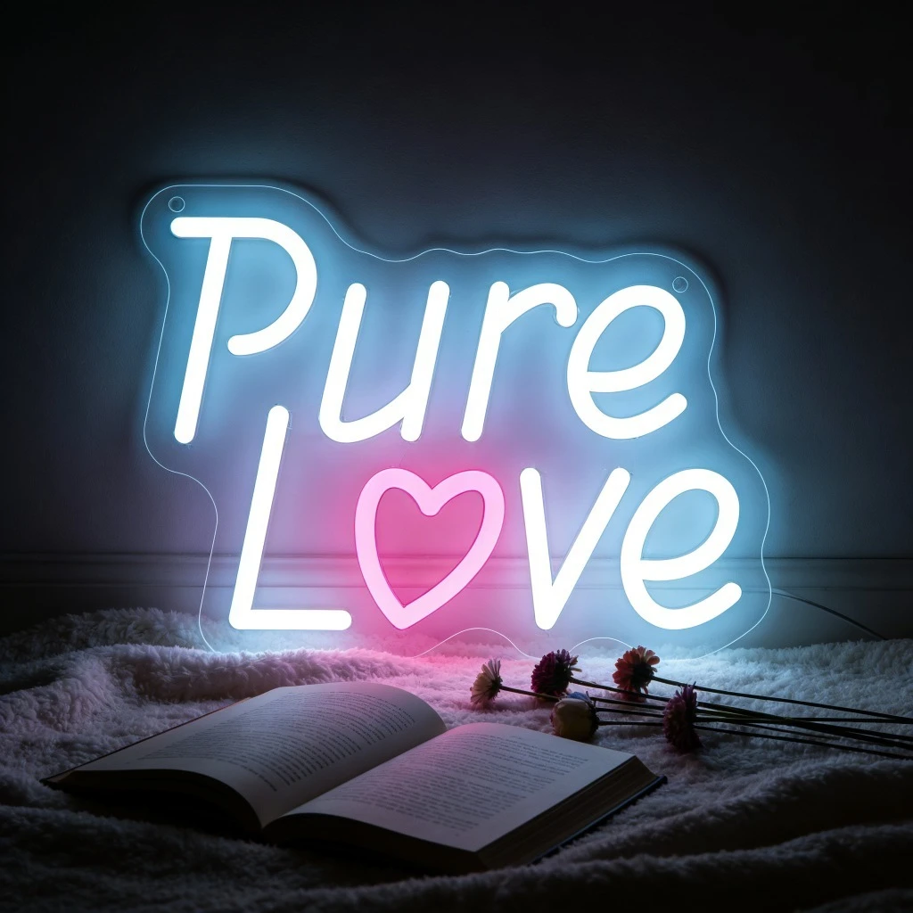 

Светодиодная вывеска «Чистая любовь» в форме сердца, диммируемая, USB, неоновая, для декора свадеб, вечеринок, спален, комнат для пар, баров, романтическое настенное освещение