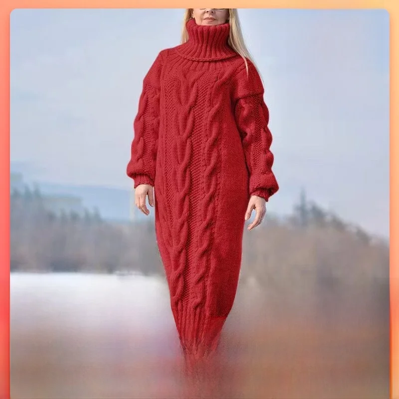 

Ele Loose Women's Knitwear High Collar Casual Sle Autumn Winter New Arrival Color Twist Pure Color Sweater