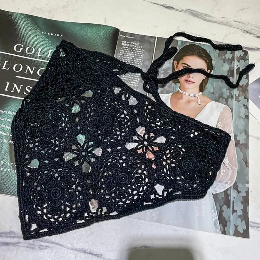 Aksesoris Rambut Elegan Ikat Kepala Renda Vintage Syal Segitiga Hiasan Kepala Syal Rambut