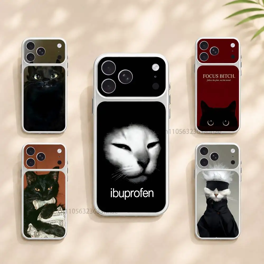 Funny Ibuprofen Cat Meme Black Protective Sticker for iPhone 17,18 Pro 17,18 ProMax Full Body Back Cover Decal Skin