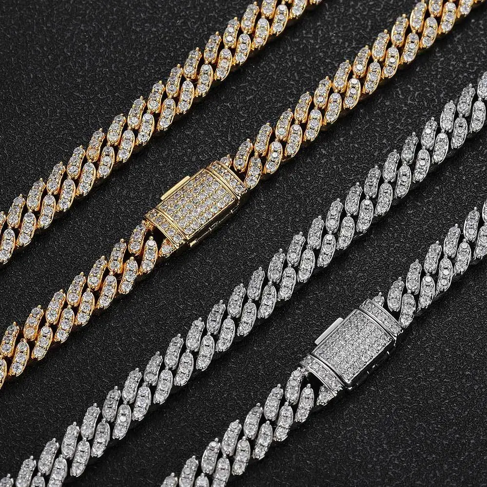 Promiiton Высокое качество Стразы ICED CUBAN CHAIN 10MM Iced Out Мужские украшения Хип-хоп Новое микро массивное ожерелье для мужчин