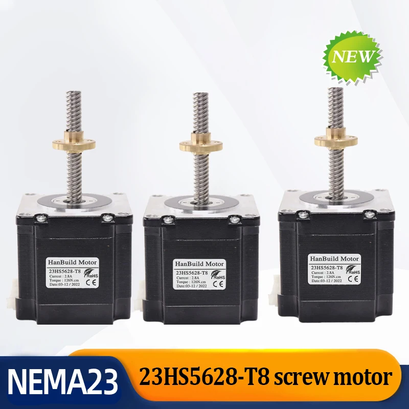 3PCS screw Stepper Motor 23HS5628-T8 310MM NEMA23 4-lead 57 motor 2.8A with Copper nut for CNC worm wheel edging machine