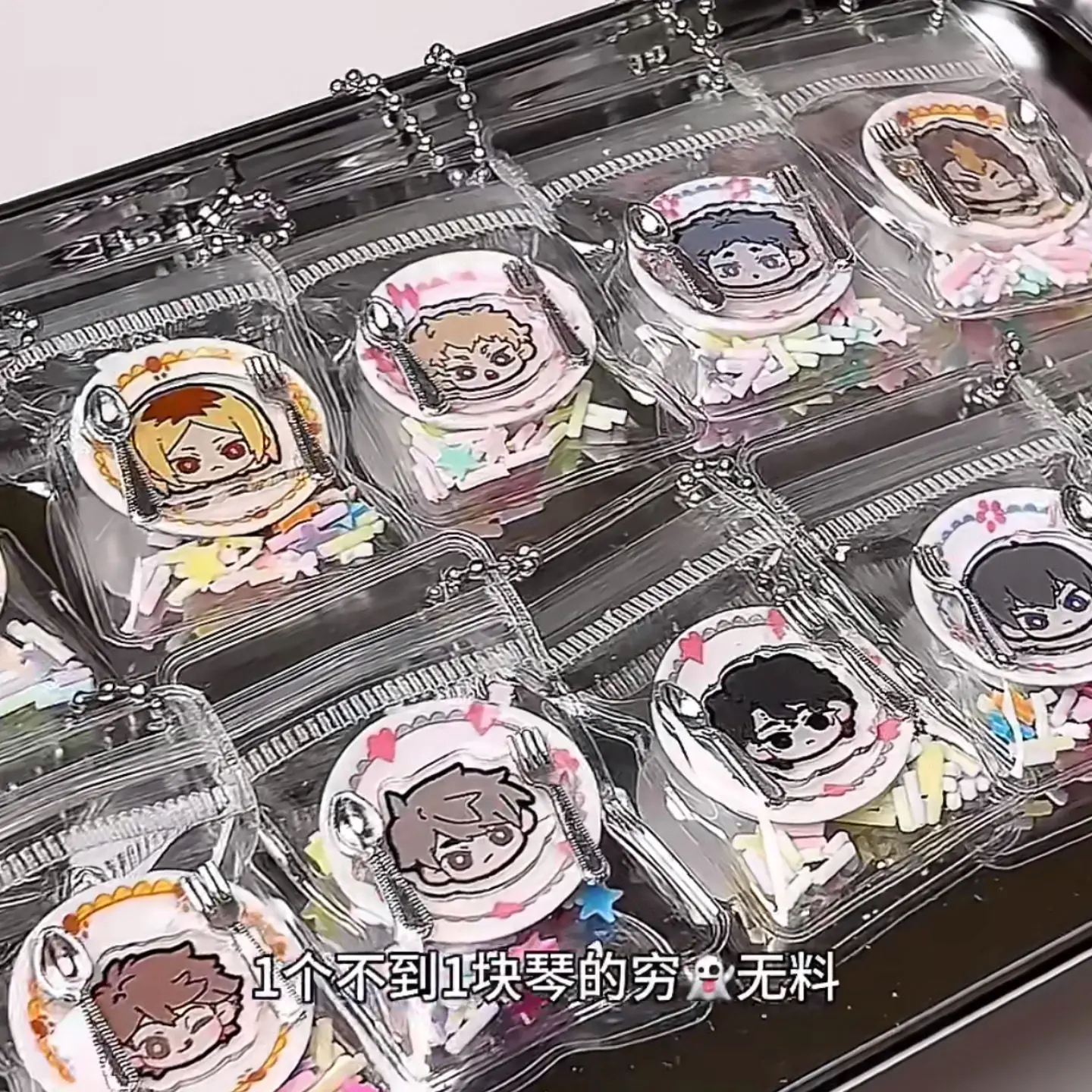 DIY Acrylic Small Dining Plate Pendant Anime Peripheral Storage Bag Metal Mini Spoon Fork Tableware Cartoon Decor Accessorie