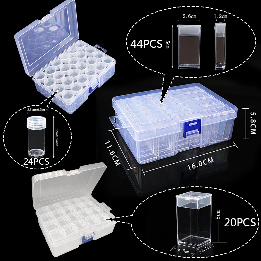 Aksesori Alat lukisan seni berlian manik-manik wadah penyimpanan plastik Kit bordir kotak penyimpanan plastik transparan 5d