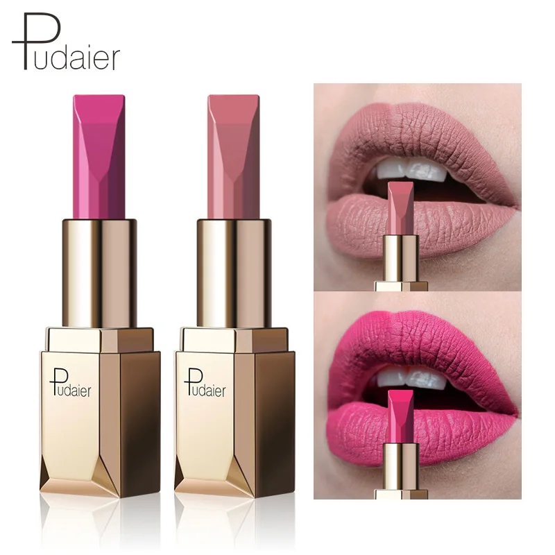 Pudaier Kiss-proof Nude Velvet Matte Lipstick Lips Makeup Waterproof Soft Lip Stick Cream Make up Cosmetics Tint Lip Balm Pencil