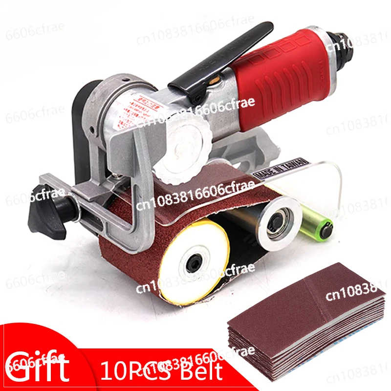 

Pneumatic Belt Sander Polisher Portable Wire Drawing Machine Metal Rust Removal Polisher with 10PCS 60 X 260mm Sanding Belts