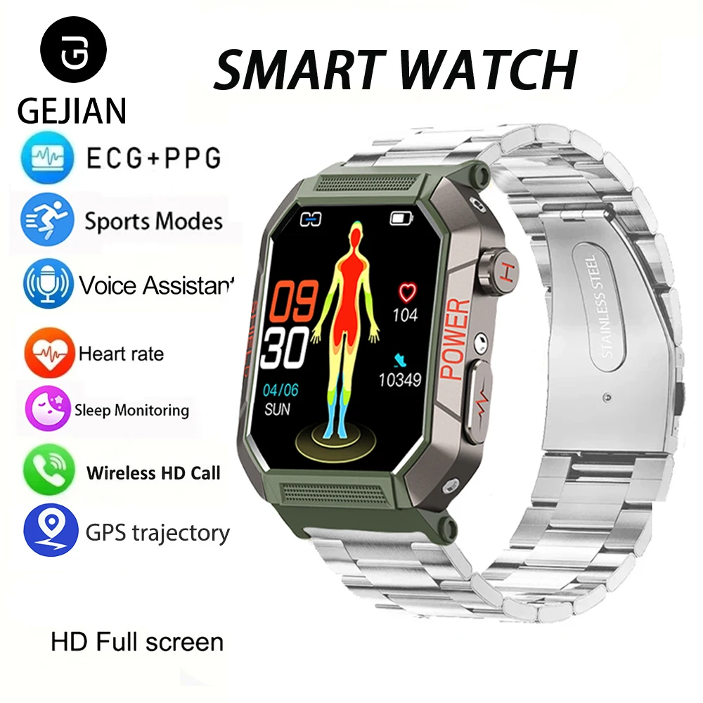 

Новые профессиональные военные умные часы для мужчин, уличные умные часы с фонариком, компасом, водонепроницаемые, спортивный трекер, умные часы с Bluetooth-вызовами