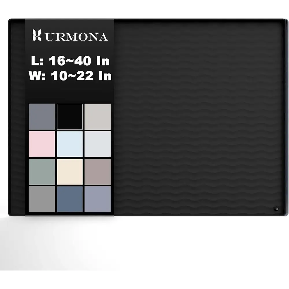 

34 x 19 Waterproof Silicone Sink Mat - Cabinet Protector, Counter Liner, Kitchen & Bath Organizer, Pet Litter Mat (Black)