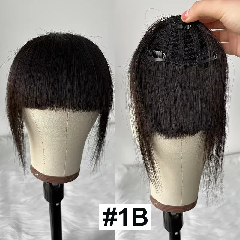 MRSHAIR Frangia per capelli umani Clip nell'estensione dei capelli Naturale 3D Falso Frangia d'aria smussata Pezzi di capelli Capelli non remy con 3 clip per le donne