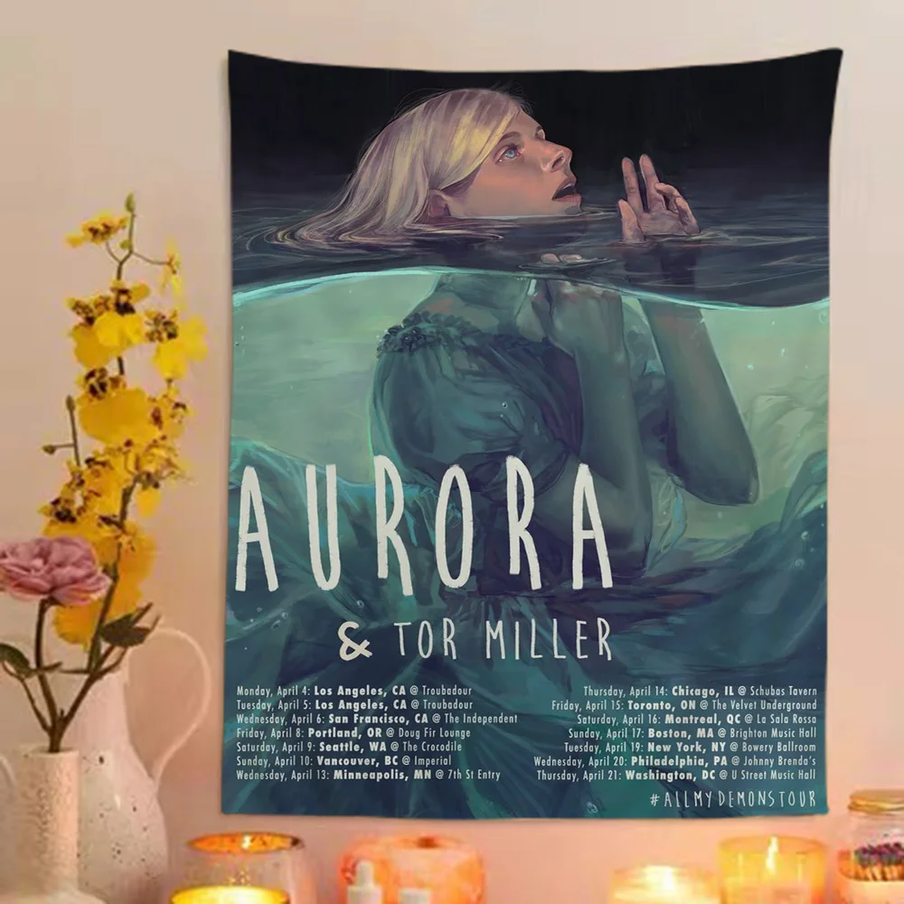 Aurora-Aksnes Singer Printed Large Wall Tapestry Indian Buddha Wall Decoration Witchcraft Bohemian Hippie Wall Art Decor