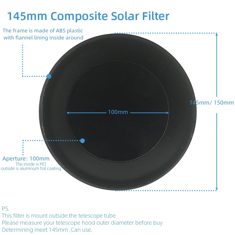 Eisgroub Solar Filter Sun Film Membrane Lens for Celestron 127 SLT Astronomical Telescope Sunspot Observation Bard Film