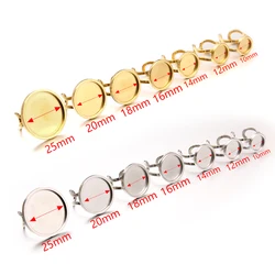2Pcs 7 Size Stainless Steel Silver Gold Color Round Cabochon Adjustable Rings Bezel Blanks Diy Jewelry Making Accessories
