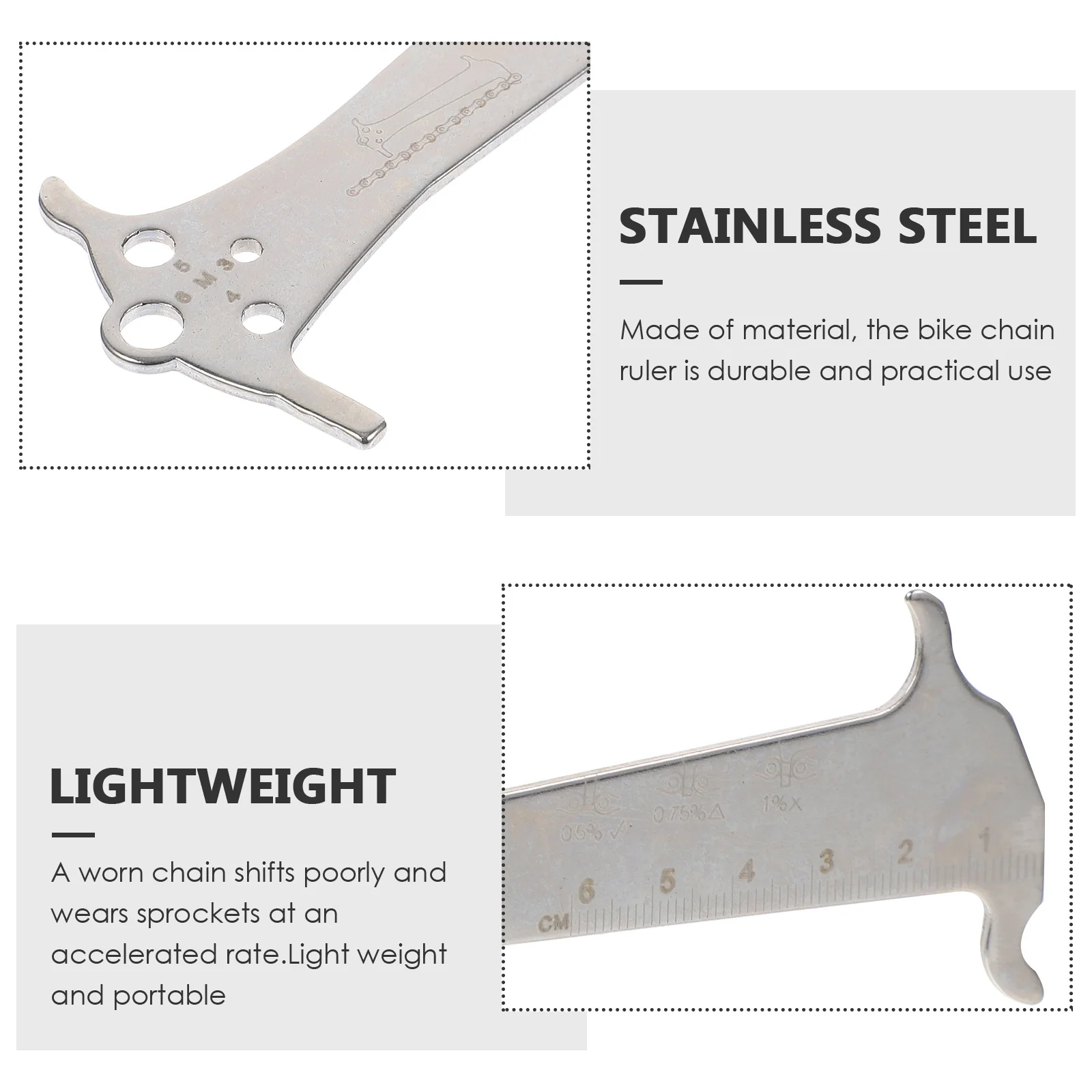 1Pcs Bike Chain Wear Indicator Portable Tool Durable Practical Measuring Ruler Accelerated Sprocket Wear Prevention