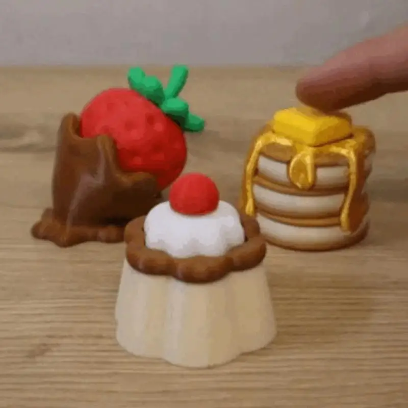 1Pcs Strawberry Cake Model Calming Keychain Keys Finger Button Anti-stress Toys Funny Decompression Gifts For Children Adults