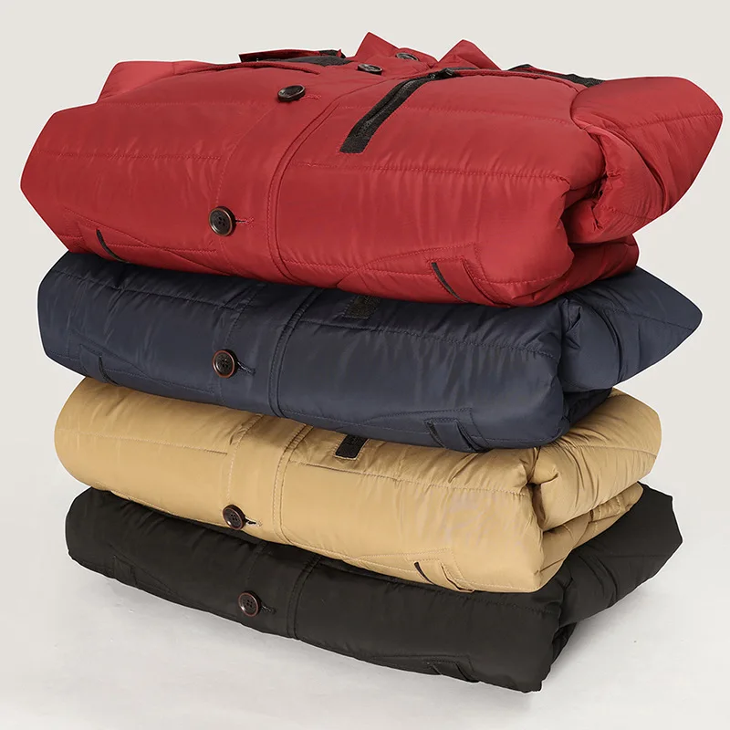 6XL 5XL الصوف سترة واقية الذكور سميكة الدافئة الرجال معطف الرجال الشتاء سترة الفراء طوق أسفل مبطن ملابس خارجية معطف مقنع