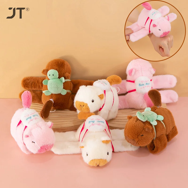 Kawaii Funny Capybara Plush Clap Circle Hand Ring For Women Girls Cartoon Cute Capybara Wristband Bracelet Toy Gifts