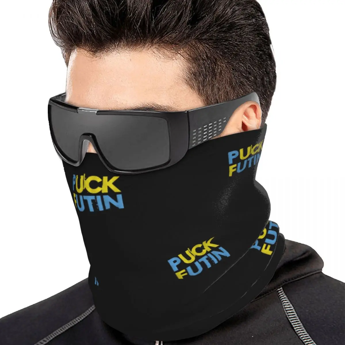 Puck Putin Fck Putin Free Ukraine Multifunctional Elastic Neck Gaiter Wind Proof Face Cover Bandana Unisex for Climbing Fishing