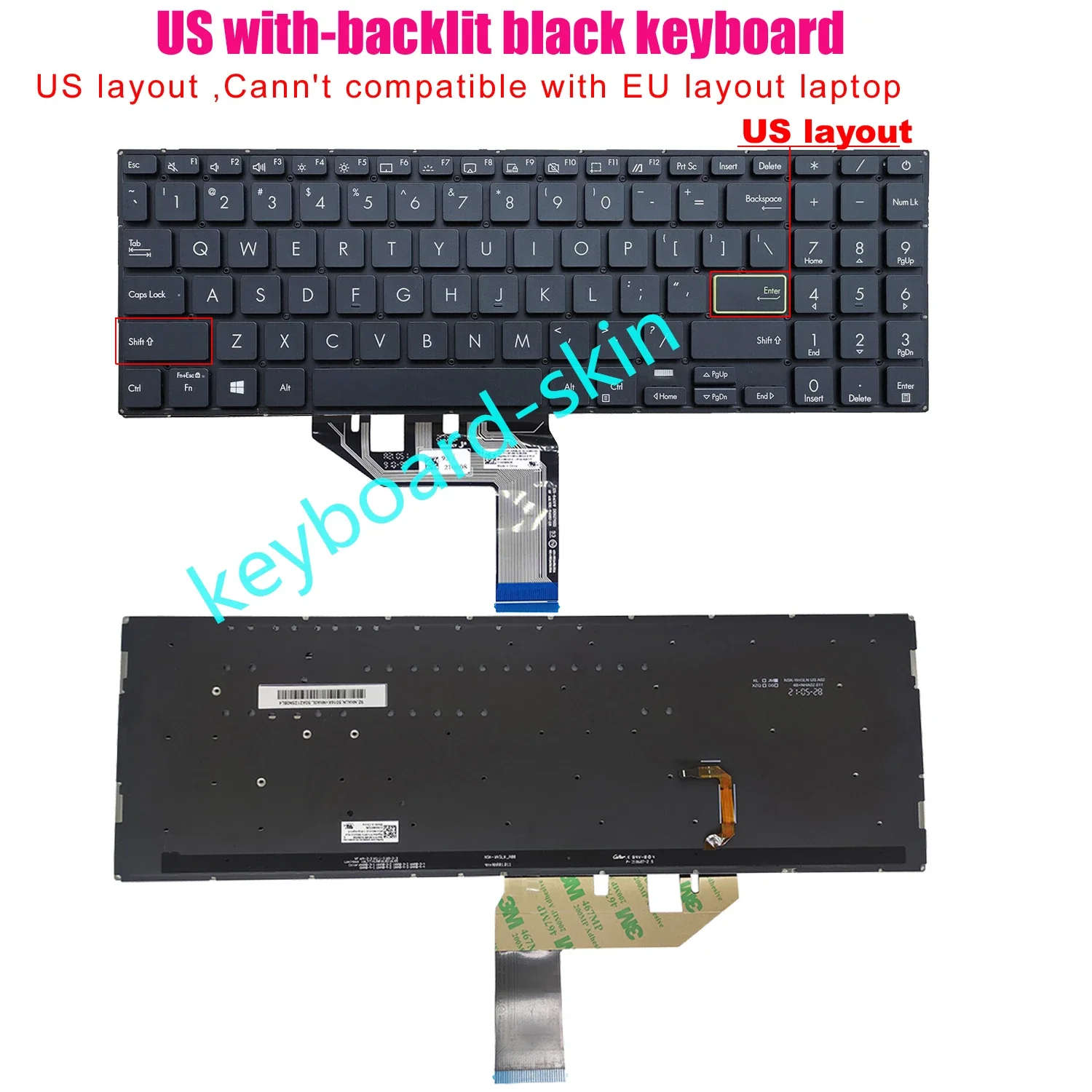 

New Black US backlit Keyboard for ASUS VivoBook X513 X513E E510 E510M E510MA L510 L510M M513 M513 M513I K513 K513M F513 S513