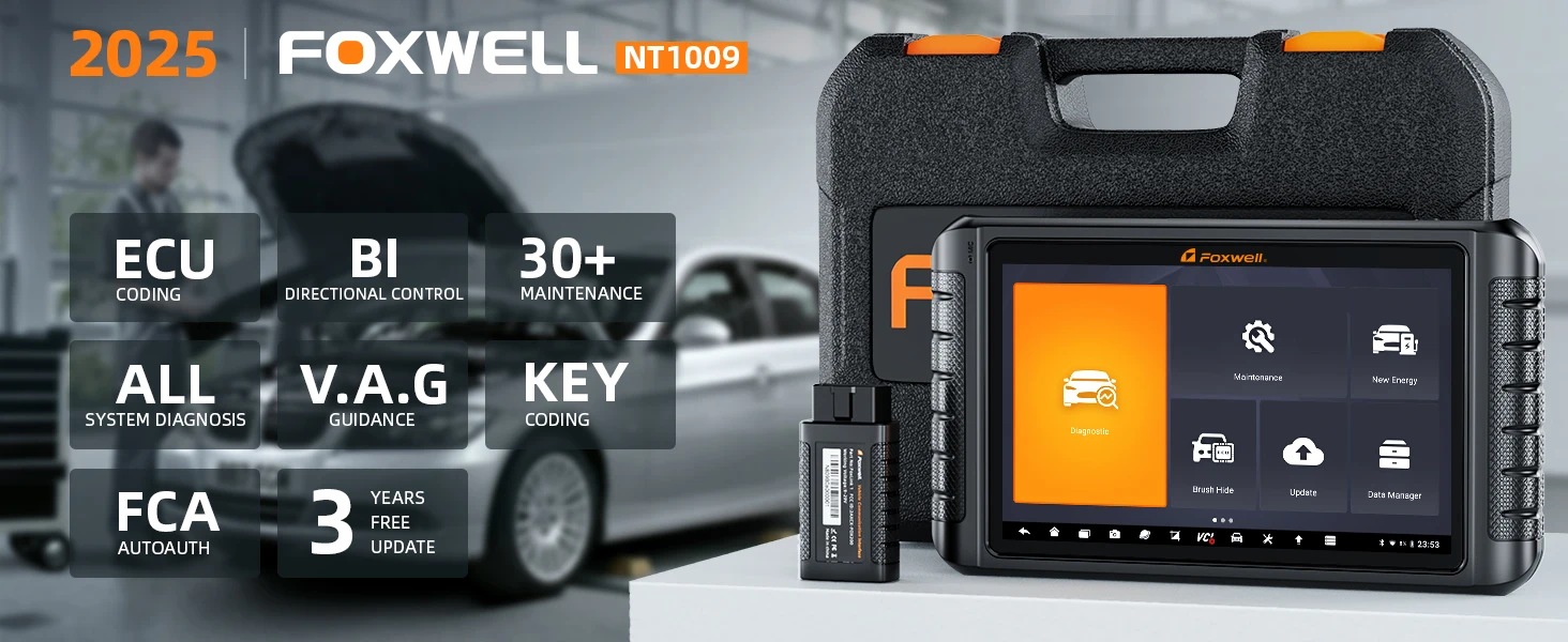 FOXWELL NT1009 Kfz-Diagnosetool All-System Bidirektionales Scan-Tool ECU-Codierung CANFD DOIP 36+ Resets Auto-OBD2-Scanner – Detail 1