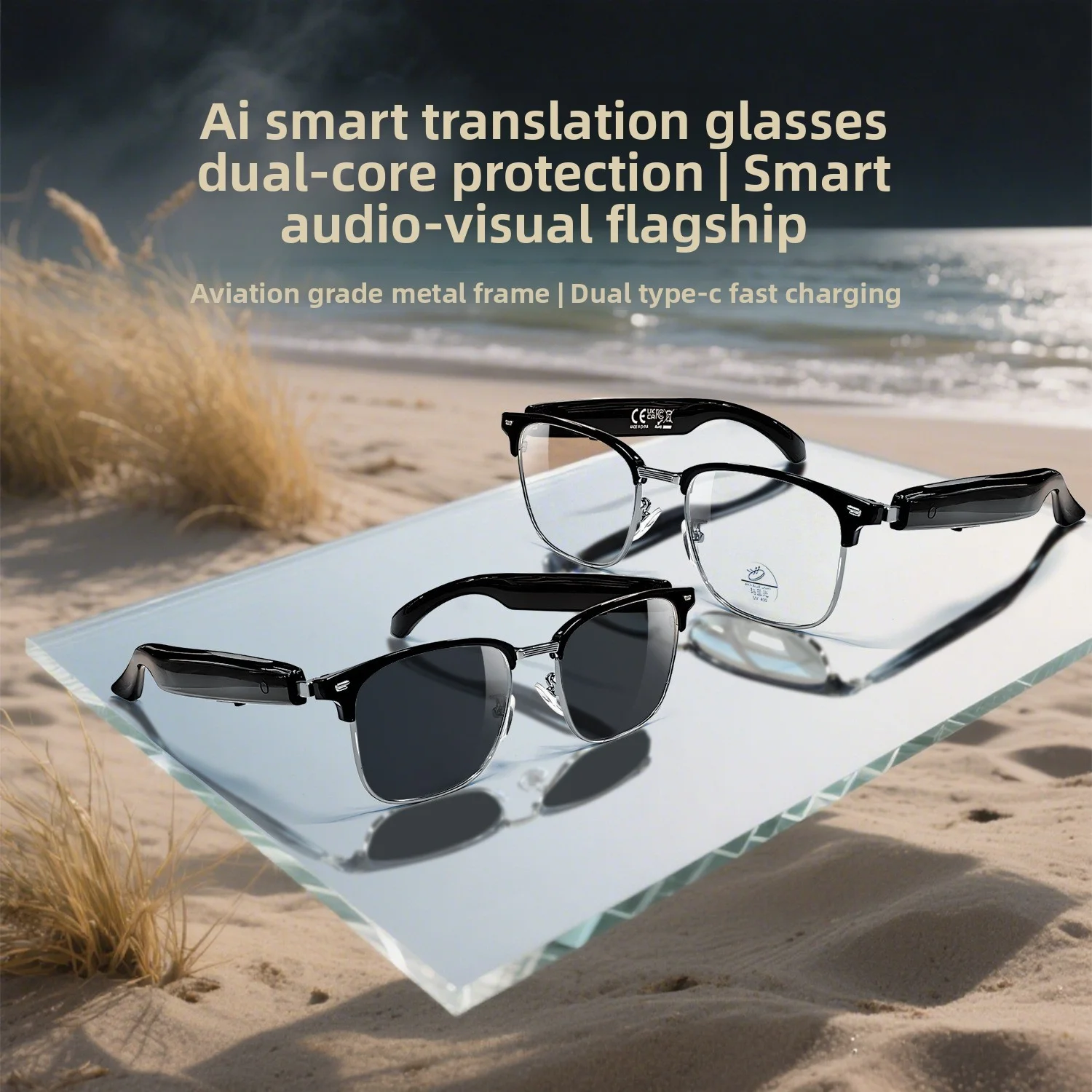 

New AI Translation Bluetooth Glasses - Over 100 Languages for Translation, Smart Glasses for Listening to Music and Making Calls