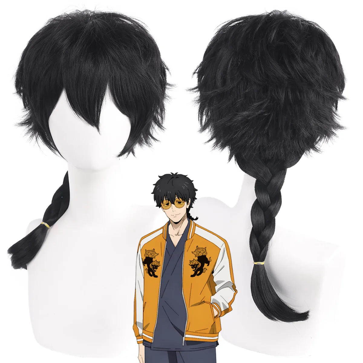 Anime WIND BREAKER Black Short Hair Ponytail Costume Halloween Women Men Jo Togame Cosplay Wig Sunglasses