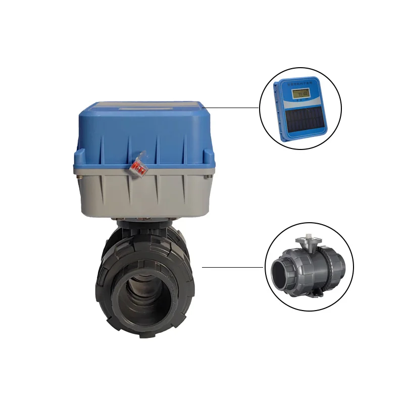 DN40 2way Solar Normally Closed Smart Flow Control Valve Remote Electric Plastic Ball Valve for Irrigation