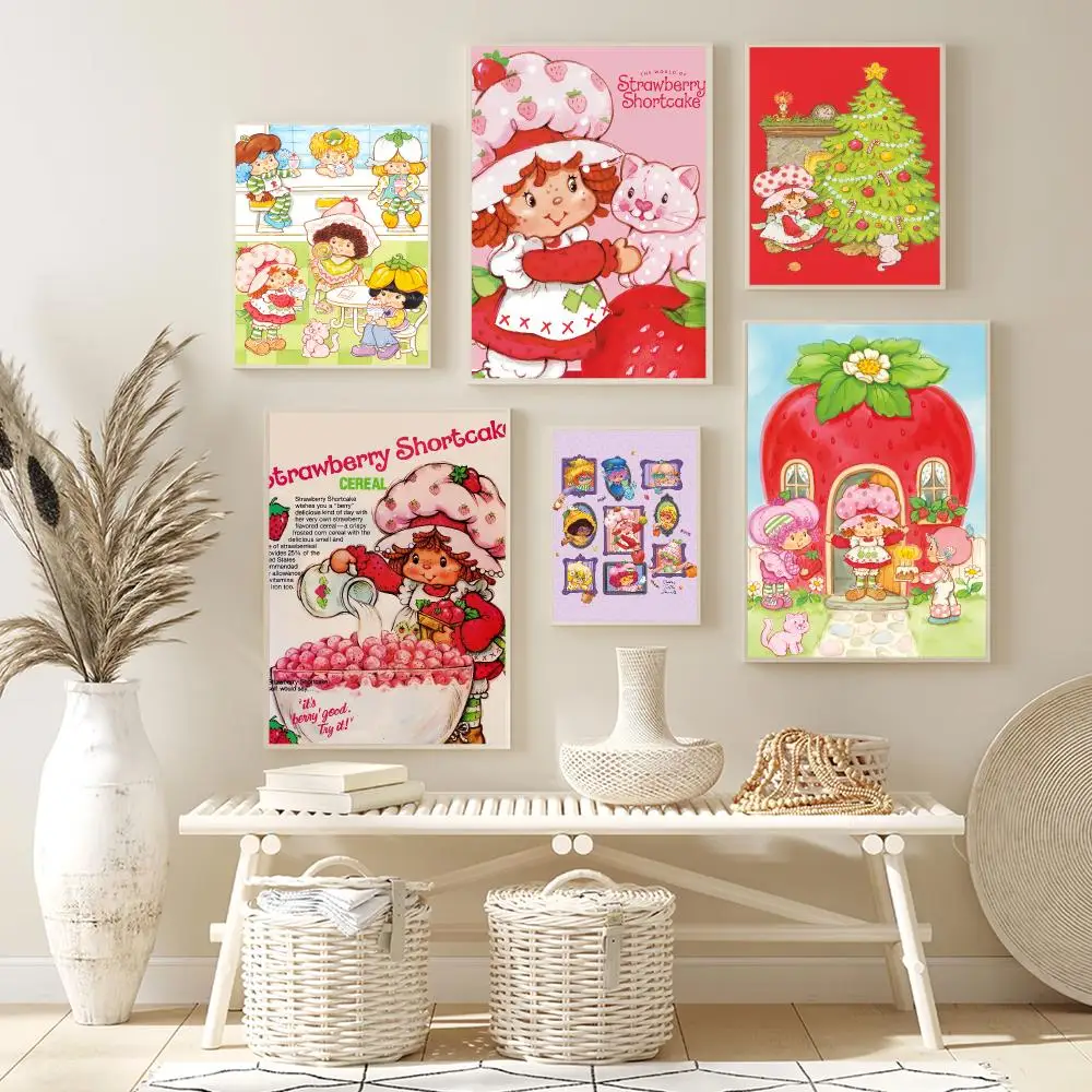 Cartoon S-Strawberry-Anime S-Shortcake-S Cute Girl Poster For Bedroom Gamer Room Decor Restaurant Wall Trendy Aesthetic Gift