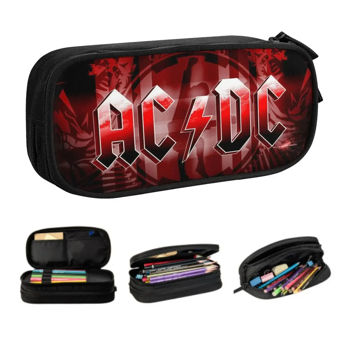 

Cute Rock Roll Band Pencil Cases for Boys Gilrs Custom Large Storage Pen Box Bag Stationery