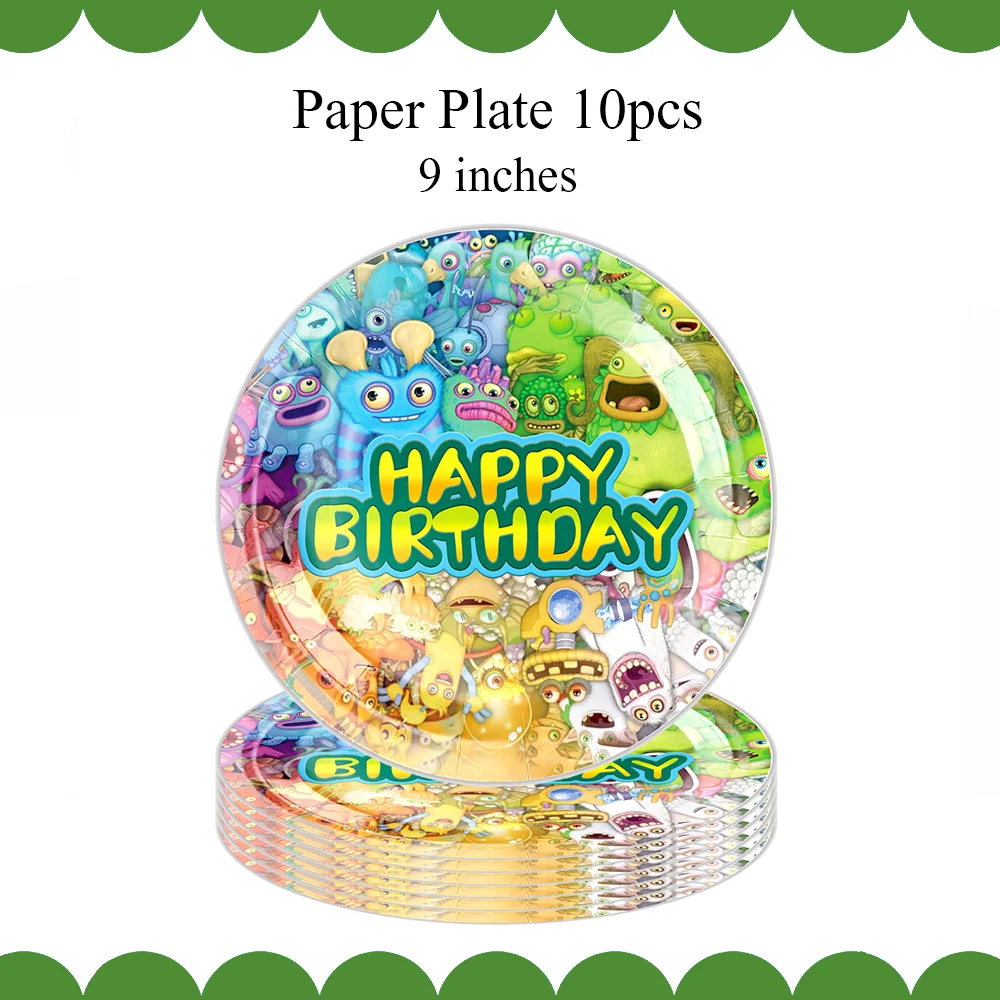 My Singing Monsters Party Paper Cup Plate Balloons Tablecloth for Kid Birthday Music Game Party Decor Baby Shower Supplies