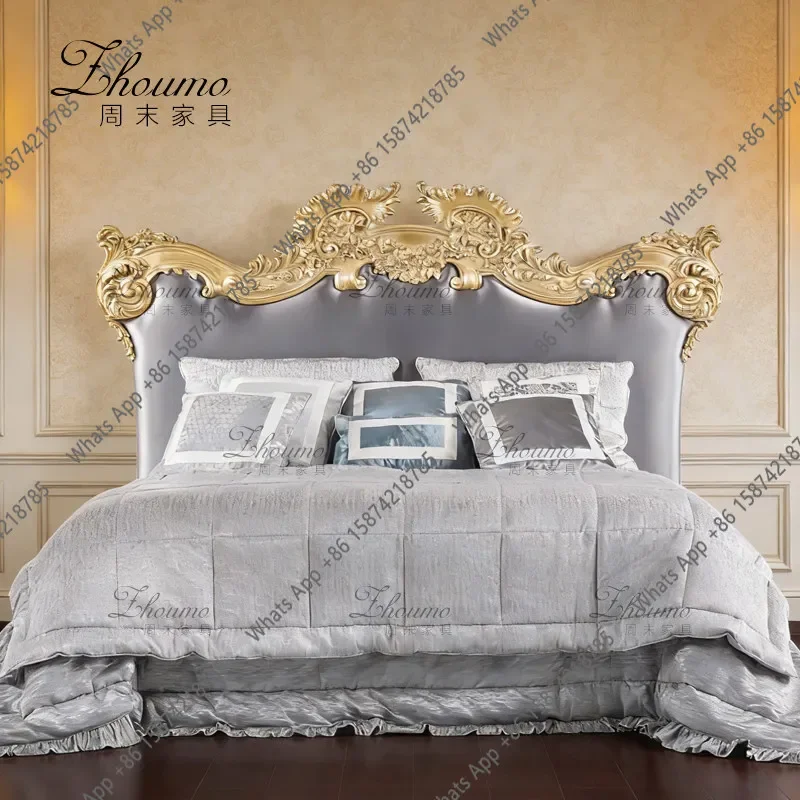 X32 Neoclassical Carving French Light Luxury Retro Double Bed Second Bedroom Hand-carved Master Bedroom Solid Wood Wedding Bed