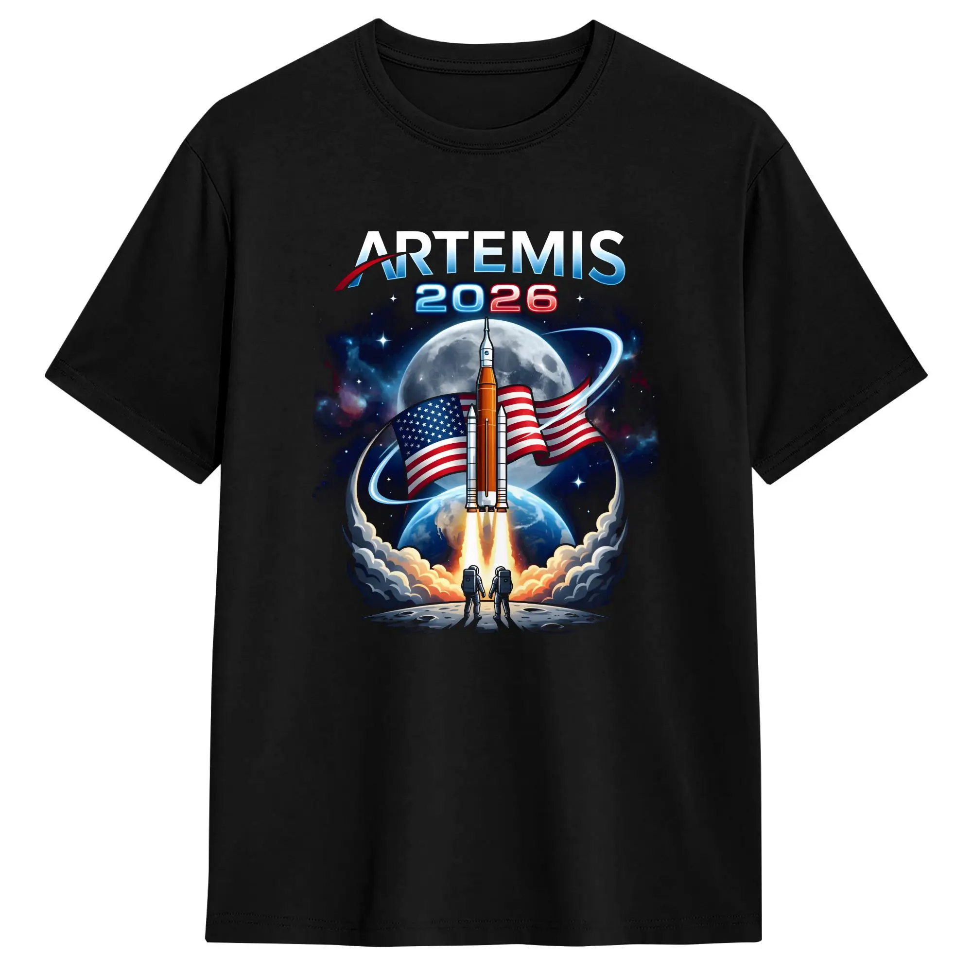 Artemis 2 Moon Mission 티셔츠 여름 클래식 티셔츠 코튼 트렌드 티셔츠 남성용 캐주얼 탑