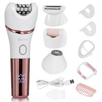 Hatteker 4 in 1 Women’s Hair Remover 7000 rpm for Legs Bikini Face Body Kit Wet / Dry USB Rechargeable IPX7 Waterproof