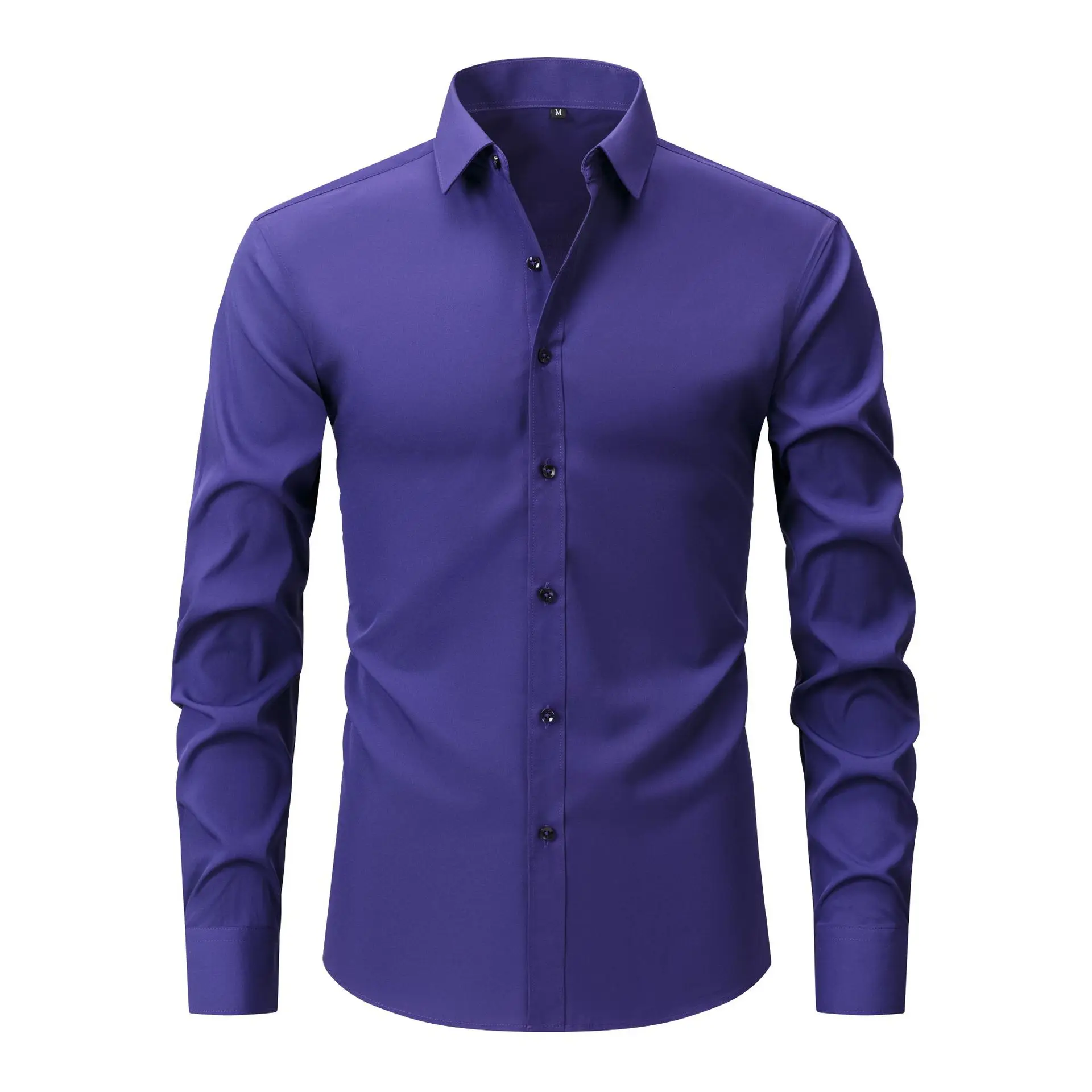 

Men's Solid Dress Shirt Long Sleeve Work Casual Button Down White Shirts