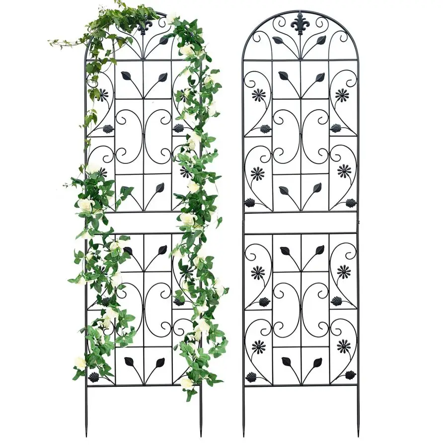 

Металлическая садовая решетка для вьющихся растений, 2 шт., 70,8x19,6 дюймов, универсальная, нержавеющая, простая сборка, черная