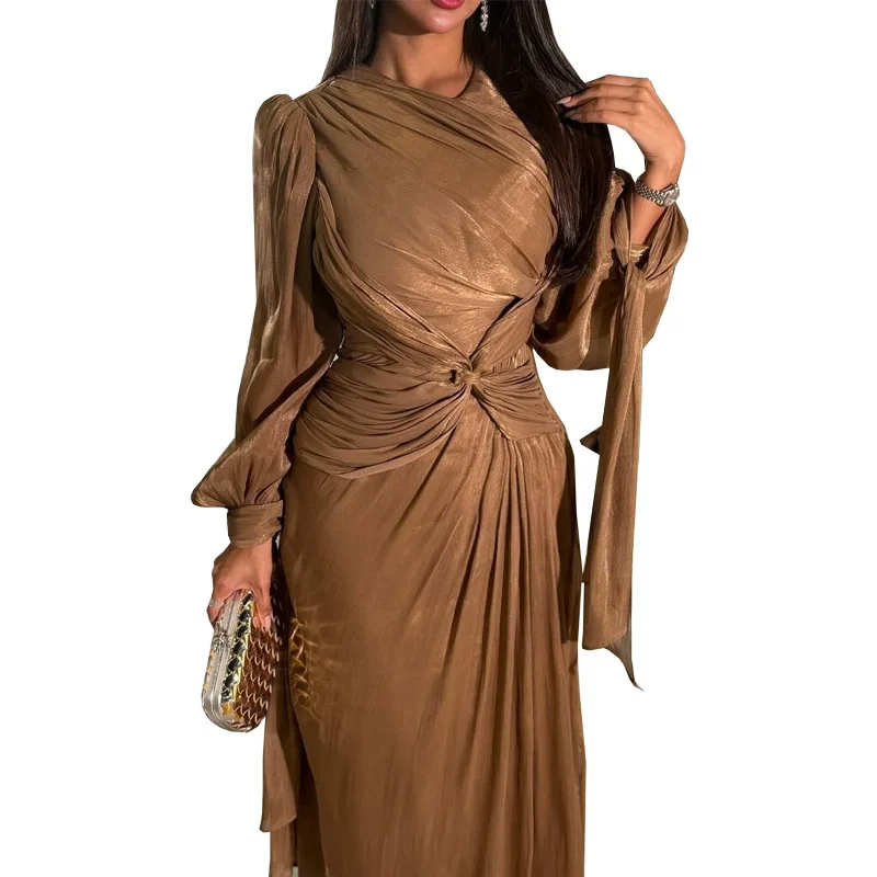 Langes Kleid aus Saudi-Arabien, langes Robenkleid aus dem Nahen Osten in Dubai, modisches muslimisches Damenkleid, Kleid mit glitzernder Taille