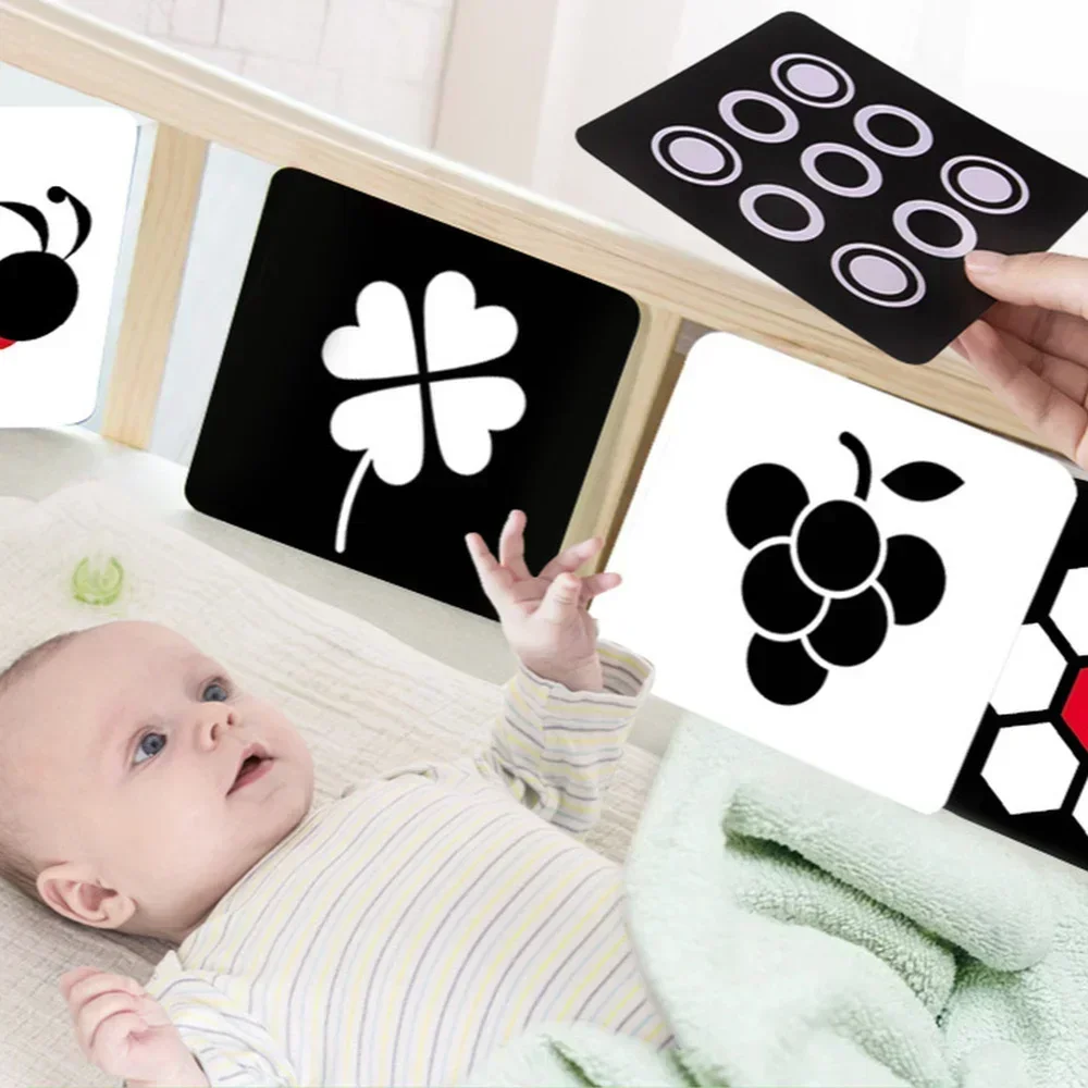 Montessori Baby Visual Stimulation Card Toy Black White Flash Cards High Contrast Visual Stimulation Learning Toys for Children