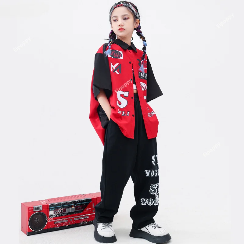 Hip Hop Girls Street Dance Jacket Cargo Pants Boys Shirt Joggers Clothes Sets Kids Blouse Streetwear Child Jazz Costumes Outfits