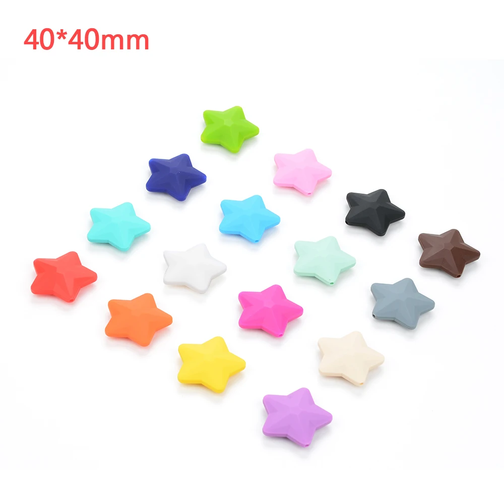 Wholesale 5pcs/lot Silicone Beads Star BPA Free Silicon Teething Beads Baby Chew Teething Necklace DIY Pacifier Clips Accessory