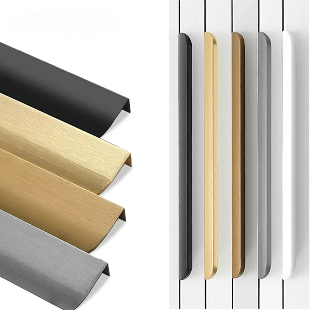 

Simple Hidden Cabinet Handles Kitchen Cupboard Door Pulls Elegance Long Handles Aluminum Alloy Furniture Handle Hardware