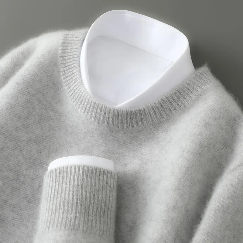 100% Australian Wool Knitted Men's  Sweater, Casual Business, Spring and Autumn Men's Long-Sleeved Pullover New Sweater