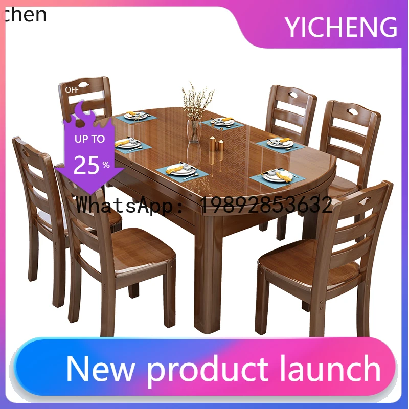 

X7 Solid Wood Dining Table and Chair Set for Small Apartments, Extendable and Foldable Square and Round Dining Table