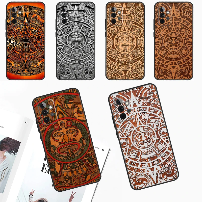 Mayan Calendar Wood Pattern Case For Samsung Galaxy A53 A33 A13 A12 A32 A52 A14 A34 A54 A15 A25 A35 A55 A51 A71 Cover