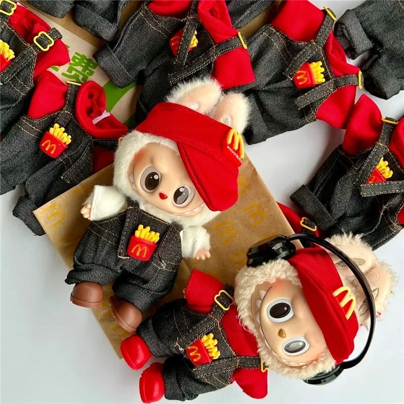 15 17 سنتيمتر ل Labubu دمية الوجبات السريعة كولا البطاطس الزي الملابس موضة عمال العمل تأثيري الملابس دمية اكسسوارات