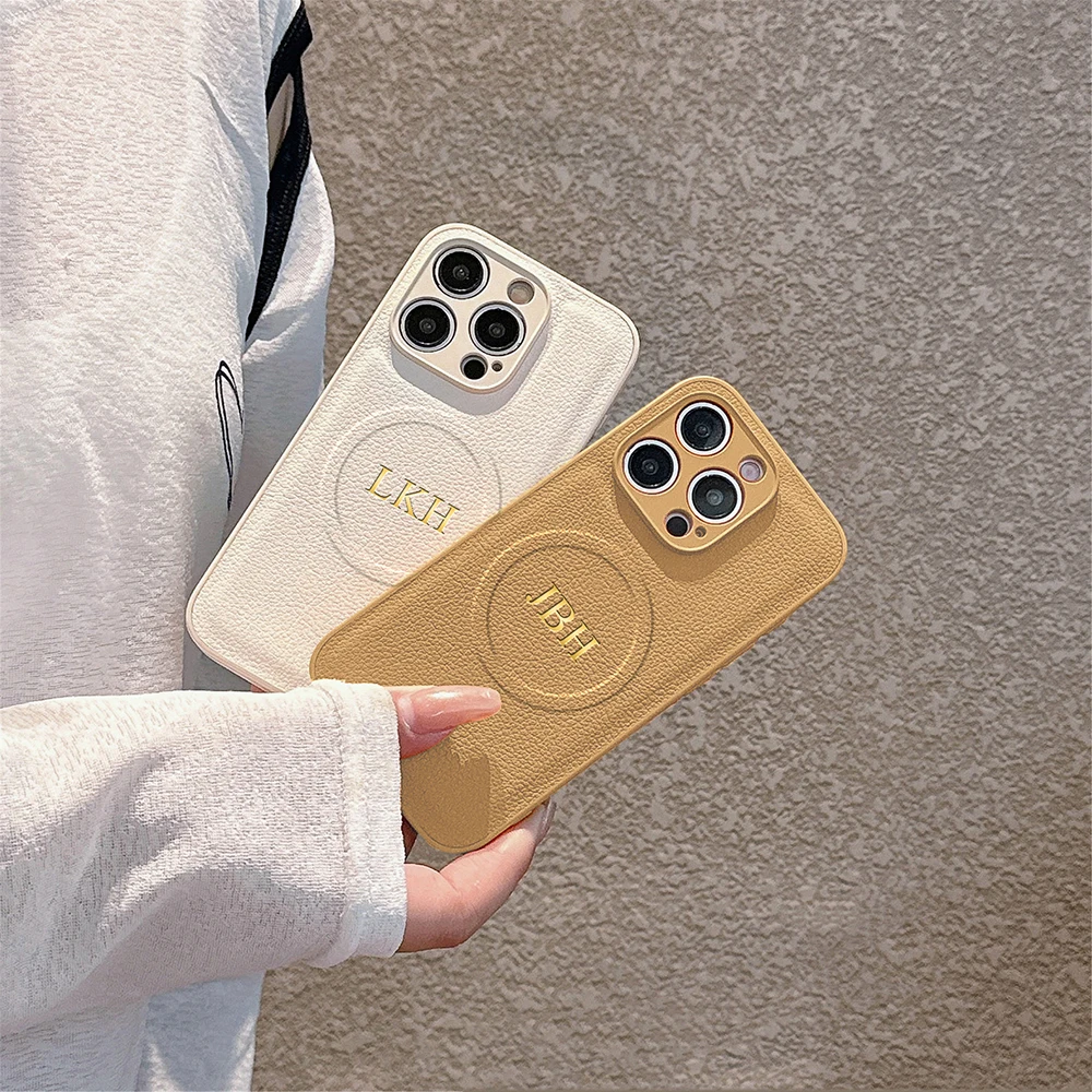 حافظة مخصصة لهاتف آيفون 11 12 13 14 15 16 17 Pro Max اسم الأشرف الأولى المخصصة شحن لاسلكي لغطاء جلد Magsafe #4