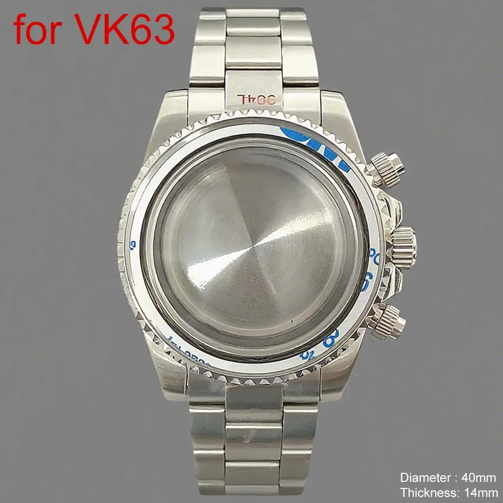 

Корпус для VK63 3ATM, плоское сапфировое стекло, корпус из нержавеющей стали 316L, матовый ремешок, сменный корпус 40 мм, для механизма VK63