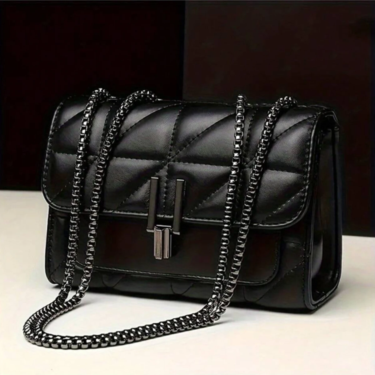 Black Luxury Handbags And Purse Women PU Leather Messenger Shoulder Bag Plaid Female Crossbody Bag Tassel Quilted Brand