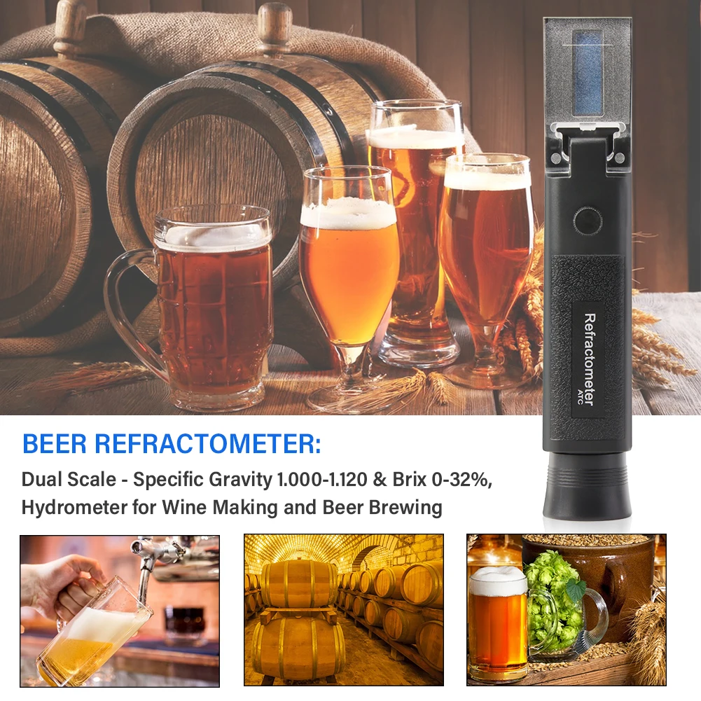 Yieryi rifrattometro per birra a doppia scala tenuto in mano 0-32% misuratore Brix 1.000-1.120 SG Wort Tester per la produzione di birra idrometro